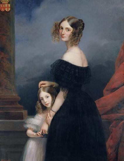 Claude Marie Dubufe with her daughter oil painting image